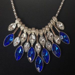 Sapphire Blue Teardrop Rhinestone Necklace